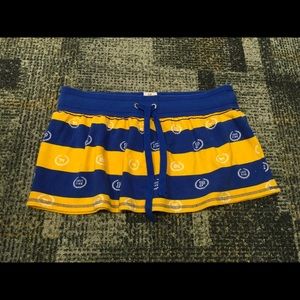 PINK blue & yellow striped mini skirt